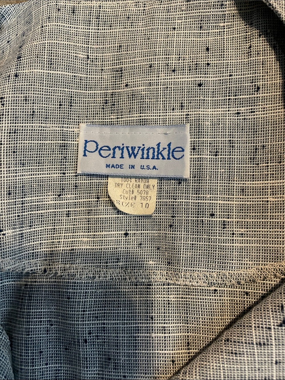 Women’s EUC VINTAGE MADE IN USA PERIWINKLE Sz 10 MIDI Tweed Dress Blk Accents - Picture 15 of 15